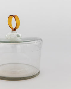 Amber Glass Handle Jar