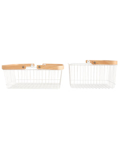 Wood Handled Storage Baskets